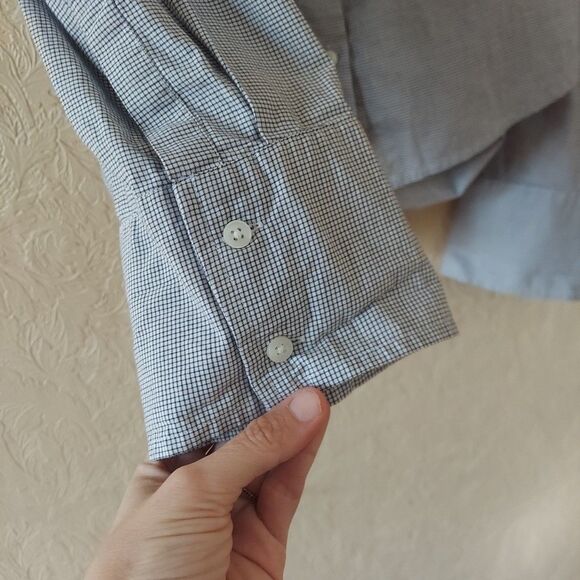 Bp Blue Puff Sleeve Button Up Shirt Career Work Business Stretch Cotton Sz Large - Picture 5 of 10